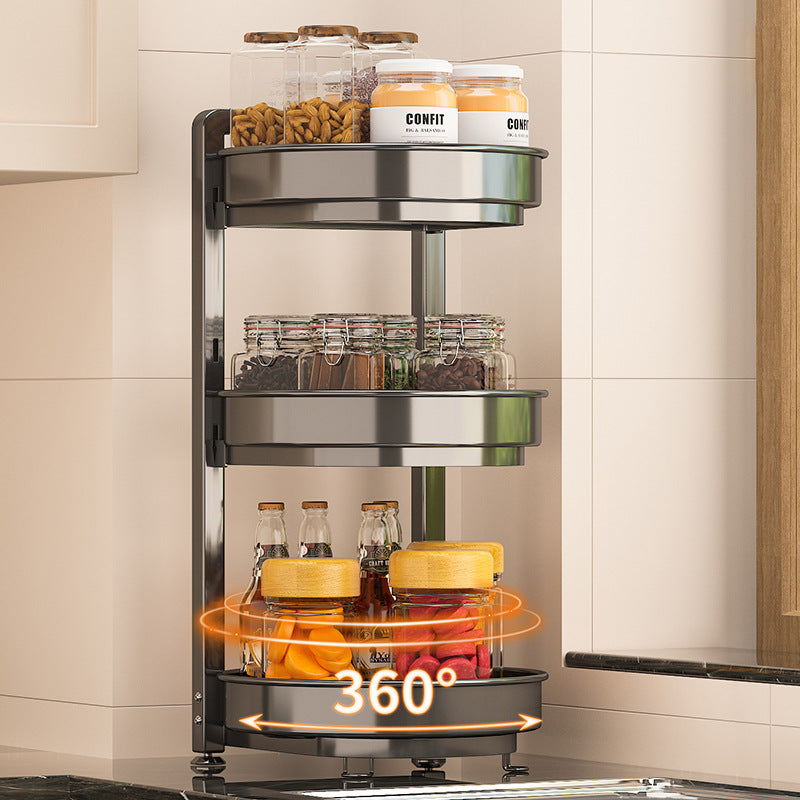 360-Degree Rotating Corner Kitchen Shelf.
